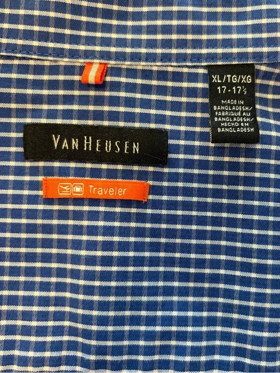 Men's Long-Sleeve Blue Check Dress Shirt
Size XL/TG/XG 17-17 1/2 - Picture 3 of 5